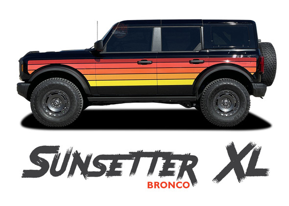 Ford Bronco Full Size Side Door Decals SUNSETTER XL RED YELLOW Stripes Vinyl Graphics Kit (MCG-10022)
