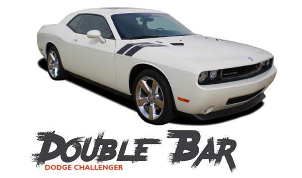 Dodge Challenger DOUBLE BAR Hood Fender Stripes Hash Slash Vinyl Graphic Decals Stripes 2010 2011 2012 2013 2014 2015 2016 2017 2018 2019 2020 2021 2022 2023