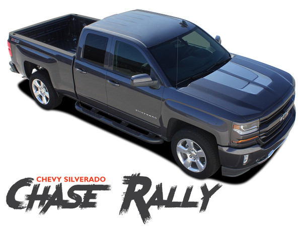 Chevy Silverado Hood Stripes CHASE RALLY Rally Edition Hood Decal Tailgate Vinyl Graphic Racing Stripe Kit for 2016 2017 2018