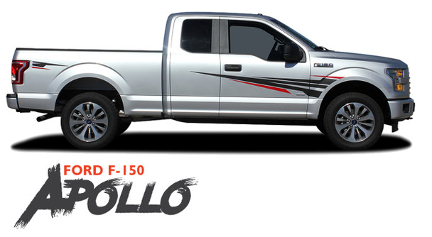 Ford F-150 APOLLO ACCENT Side Door Splash Design Rally Stripes Vinyl Graphics Decals Kit for 2015 2016 2017 2018 2019 2020
