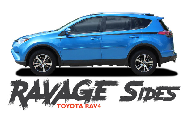 Toyota RAV4 Side Door Stripes RAVAGE SIDES Accent Trim Decals Vinyl Graphic Kit 2016 2017 2018