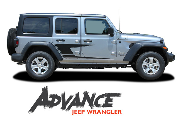 Jeep Wrangler ADVANCE Side Door Decals Body Stripes Vinyl Graphics Kit for 2018-2020 2021 2022 2023 2024 Models