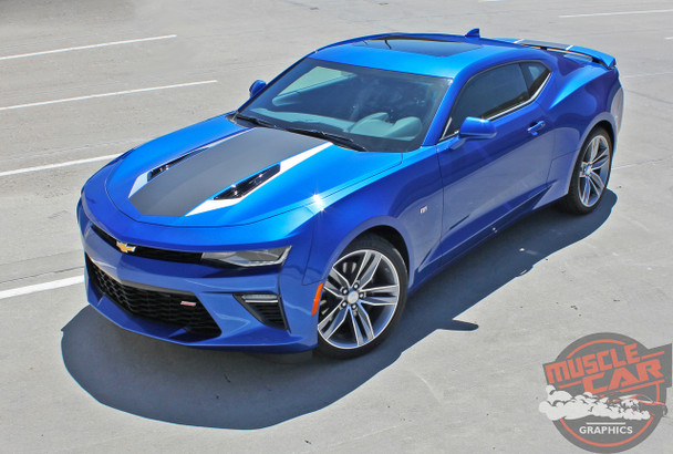 Front view 2017 Chevy Camaro Wide Center Decals HERITAGE 2016-2018