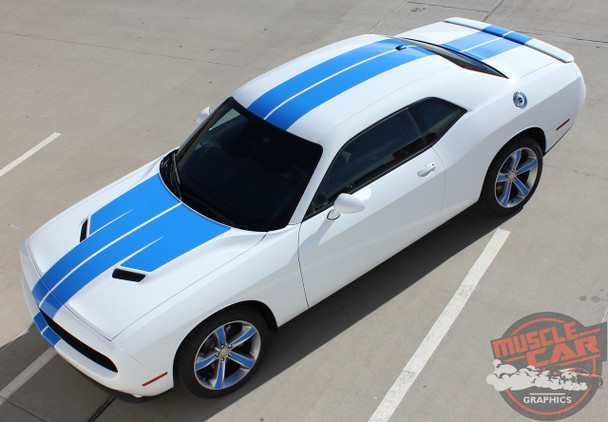 View of 2018 Dodge Challenger Custom Racing Stripes WING RALLY 2015-2020 2021 2022 2023