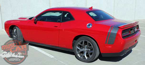 View of Rear Red 2017 Dodge Challenger Rear Stripes TAIL BAND 2015-2020 2021 2022 2023