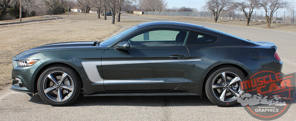 Profile View of 2015 Mustang with Racing Stripes REVERSE 2015 2016 2017