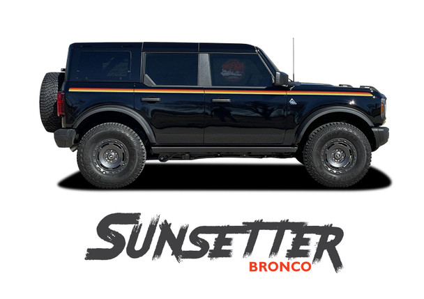 Ford Bronco Full Size Side Door Decals SUNSETTER MINI Stripes Vinyl Graphics Kit (MCG-10381)