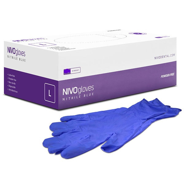 Nivo Nitrile Exam Gloves Medium - Blue, Non-Sterile, Powder-Free