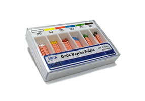 Gutta Percha #45-80 assorted, Bulk, Color-coded, Box of 120.