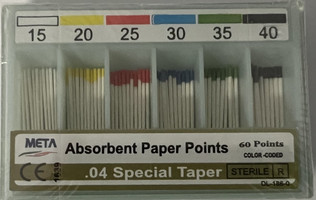 Paper Point Color Coded Bulk .04 #20 Taper Spill Proof 60pk (Meta)