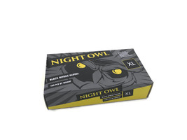 Nivo Night Owl BLACK Nitrile Gloves Small 100/bx