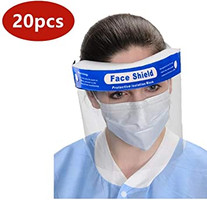 Nivo Full Face Shield Visor Mask with Foam Forehead Band and Elastic Strap, 20/Pk *Free Shipping*