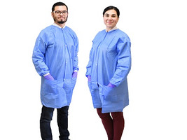 NIVO Lab Coat Medium White Disposables Fluid Resistant with Buttons 10pk