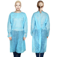 House Brand Isolation Gowns with Elastic Cuff - Blue, one size fits all, 50pk