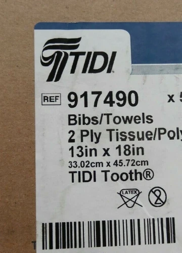 Bibs 2 Ply Tooth Printed Bibs 13' x 18' 500cs (Tidi) Bibs 2 Ply Tooth Printed Bibs 13' x 18' 500cs (Tidi)