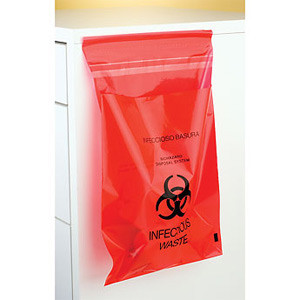 Stickon Red Bio Hazard Waste Bags 6" x 6" 200/Bx. Pricenex