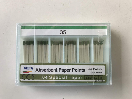 Paper Point Color Coded Bulk .04 #25 Taper Spill Proof 60pk (Meta)