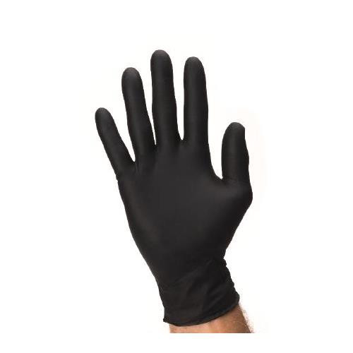 Nivo Night Owl Black Nitrile Gloves: Medium, 100/Box.