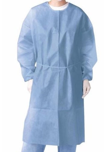 Isolation Gown, Blue, Knit Cuff, one size fits all, Box of 50.