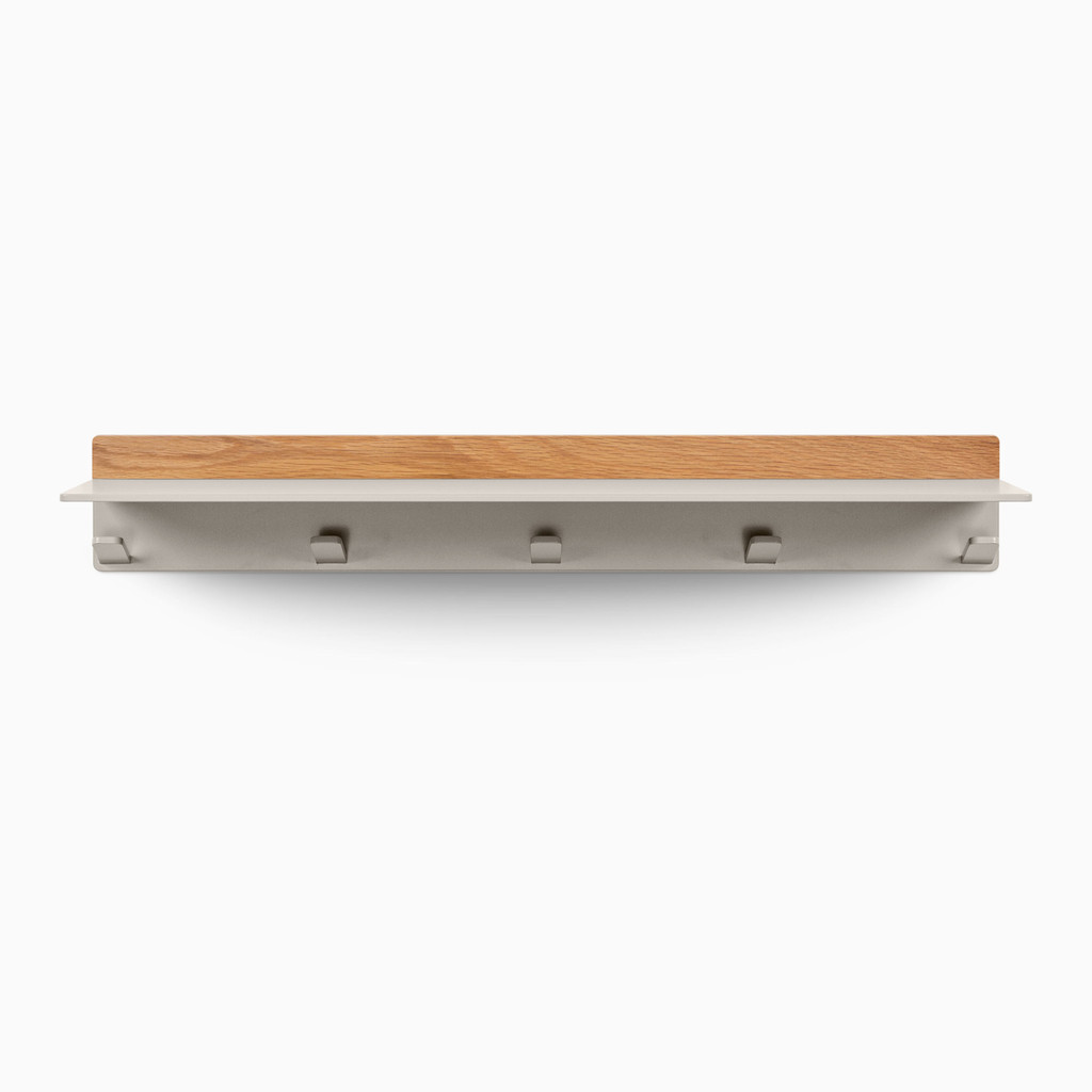 Tromso Steel Floating Shelf + Coat Rack (Wood Cover Plate)