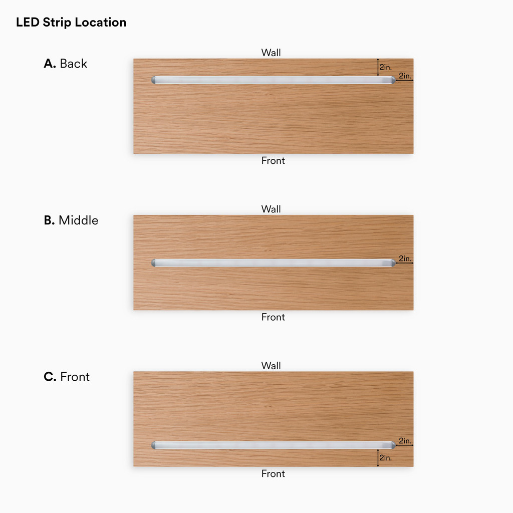 Aksel LED White Oak Floating Shelf