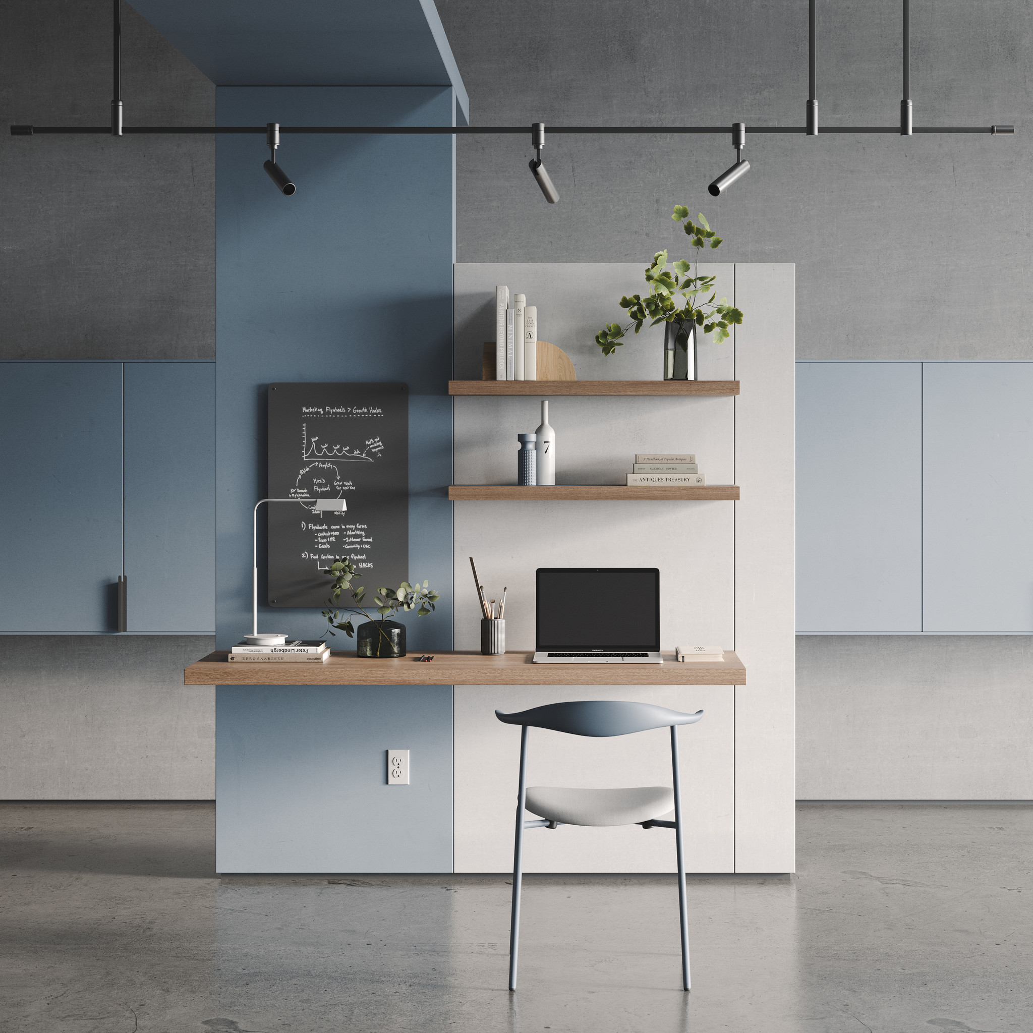 floating desk grey