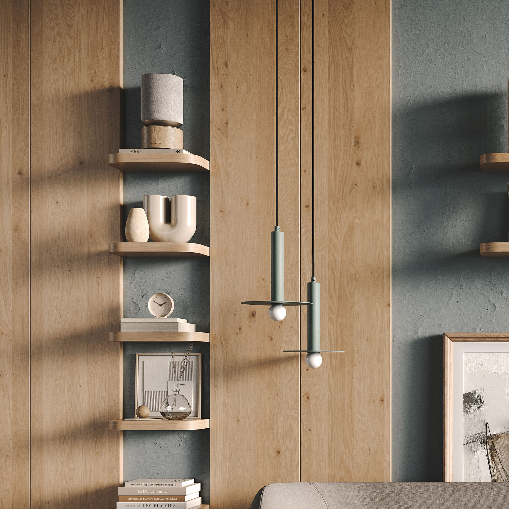 White Oak Floating Bathroom Storage Cabinet With Sliding Doors 