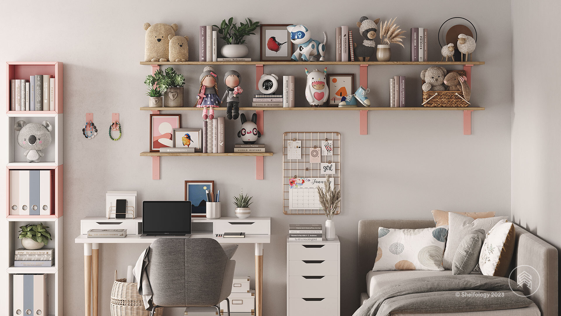 Metal and corkboard textures mix to make an urban chic teen room.