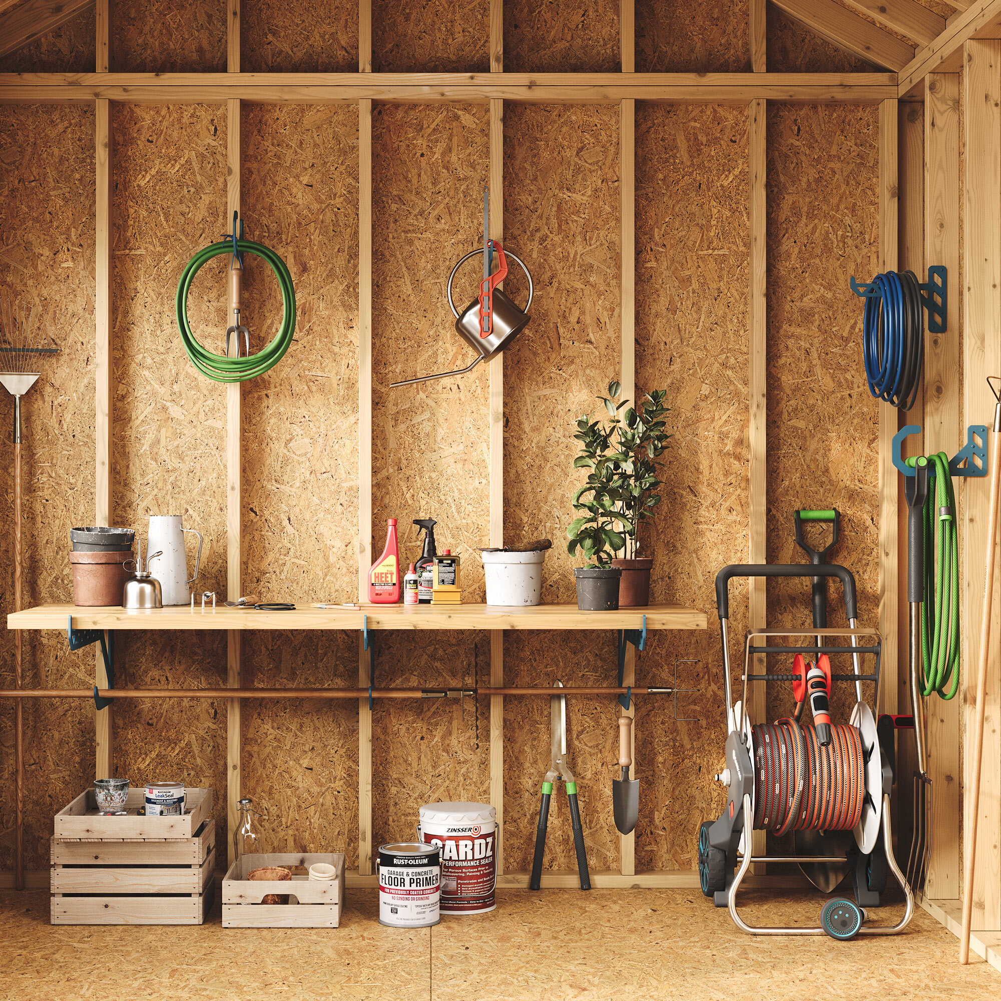 Garage shelving is easy with Shelfology’s versatile Studly.