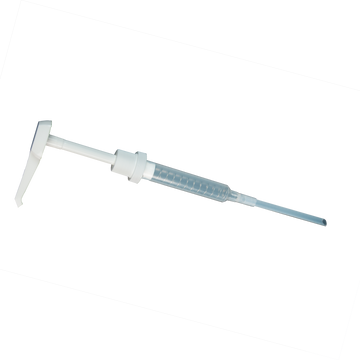 This pump is a 38-400 in size and will fit the quart and gallon size of Allen's Naturally Liquid Laundry Detergent as well as the quart size bottle of Stink Out!  This pump can dispense 1/4 ounce OR it can dispense 1 ounce.  The pump comes with a restrictor clip that can be added to the pump to control the dispensed amount of product.