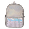 Moore Iridescent Silver Water Resistant 14"Backpack for Boys and Girls, Perfect Size School & Travel Briefcase for Books and Lunch.