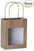 Brown Kraft Paper Bag with Window 7.75"x 6.25" x 3" (10 Pack)