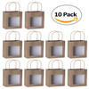 Brown Kraft Paper Bag with Window 7.75"x 6.25" x 3" (10 Pack)