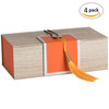 Hammont Folding Gift Boxes with Tassel (4 Pack)-Rectangle Orange Gift Wrapping Kraft Paper Box, Cardboard Box,  7"x4"x 2.5"