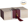 Hammont Folding Gift Boxes with Tassel (4 Pack)-Rectangle Maroon Gift Wrapping Kraft Paper Box, Cardboard Box,  7"x4"x 2.5"