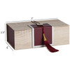 Hammont Folding Gift Boxes with Tassel (4 Pack)-Rectangle Maroon Gift Wrapping Kraft Paper Box, Cardboard Box,  7"x4"x 2.5"