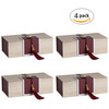 Hammont Folding Gift Boxes with Tassel (4 Pack)-Rectangle Maroon Gift Wrapping Kraft Paper Box, Cardboard Box,  7"x4"x 2.5"