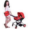 The New York Doll Collection Modern Twin Deluxe Baby Boo Stroller, Red Quilted Fabric, Adjustable Height Free Diaper Bag