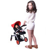 Modern Babyboo Doll Stroller Red Quilted Fabric- New Luxury Collection - Adjustable Height - Free Diaper Bag