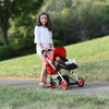 Modern Babyboo Doll Stroller Red Quilted Fabric- New Luxury Collection - Adjustable Height - Free Diaper Bag