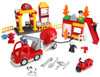 PlayBuild Fire Station Building Blocks Set  86 Pieces  Includes Fire Department, Building, Fire Engine, Motorcycle, Firemen & Boy Minifigures, Dalmatian & Accessories