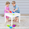 PlayBuild Kids 4 in 1 Play & Build Table Set for Indoor Activity, Outdoor Water Play, Toy Storage & Building Block Fun Includes 2 Toddler Chairs