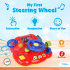 Playkidz My First Steering Wheel, Driving Dashboard Pretend Play Set with Lights, Sound and Phone, 10"x8", Recommended for Ages 18months+