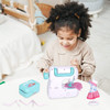 Playkidz Sewing Machine Play Set with Needle Guard - Educational Toy Pretend Play - Not A Real Sewing Machine -  Fashion Set with Mannequin and Storage Box - Recommended for Ages