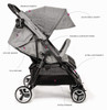 BIBA Stroller Double Carriage with 3-Phase Canopy Hood for Maximum Weather Coverage, Lightweight, Portable Traveling Carriage, Double Stroller Design