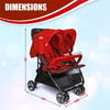 BIBA Stroller Double Carriage with 3-Phase Canopy Hood for Maximum Weather Coverage, Lightweight, Portable Traveling Carriage, Double Stroller Design