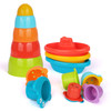 Playkidz Bath Toys Bundle Set - Little Boat Train, Stacking Bowls and Croc Cups for Toddlers- Pack of 16 Stackable Plastic Kids Tugboats and Cute Cups for Bathtub & More Ages 12m+