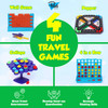 Travel Games 4-in-1 Airplane Travel Essentials, Road Trip Essentials Kids Fun Games, Easy Storage & Travel Friendly, Critical Thinking and Brain Development Skills