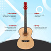 Kidstech Acoustic Guitar for kid and adult alike. Kid's beginner guitar. Junior and teen boys and girls master play guitar. Real pretend play guitar. Kids ages 8+.