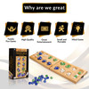 Point Games Solid Wood Deluxe Mancalla - Folding Board Game w Metal Latch and Glass Marbles- Portable Strategy Travel Game 